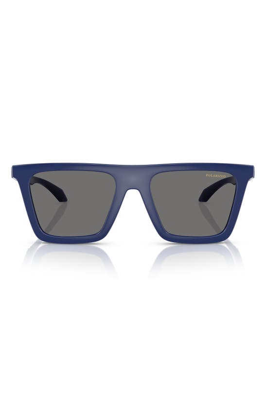 Shop Versace 53mm Polarized Rectangular Sunglasses In Blue