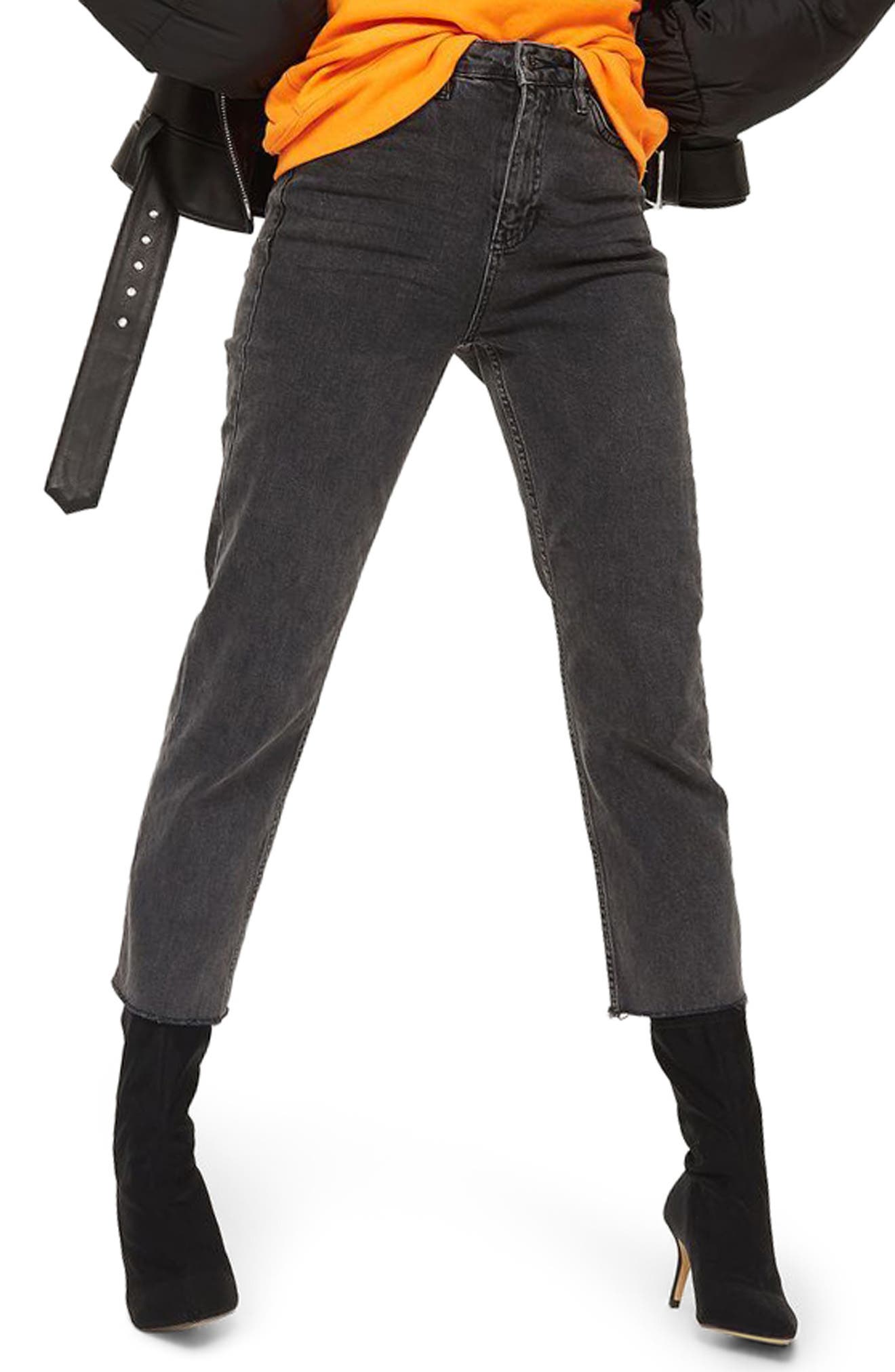 topshop raw hem straight leg jeans