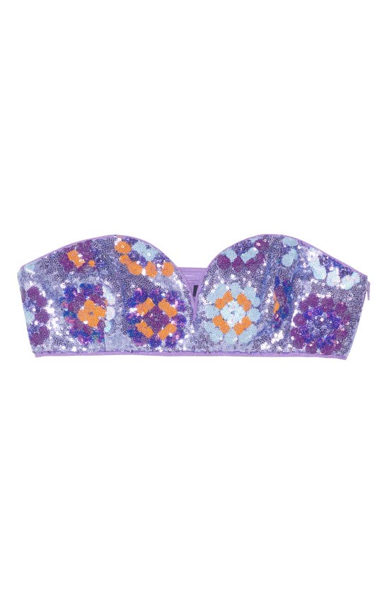 Shop Nasty Gal '70s Floral Sequin Strapless Bralette Top In Purple