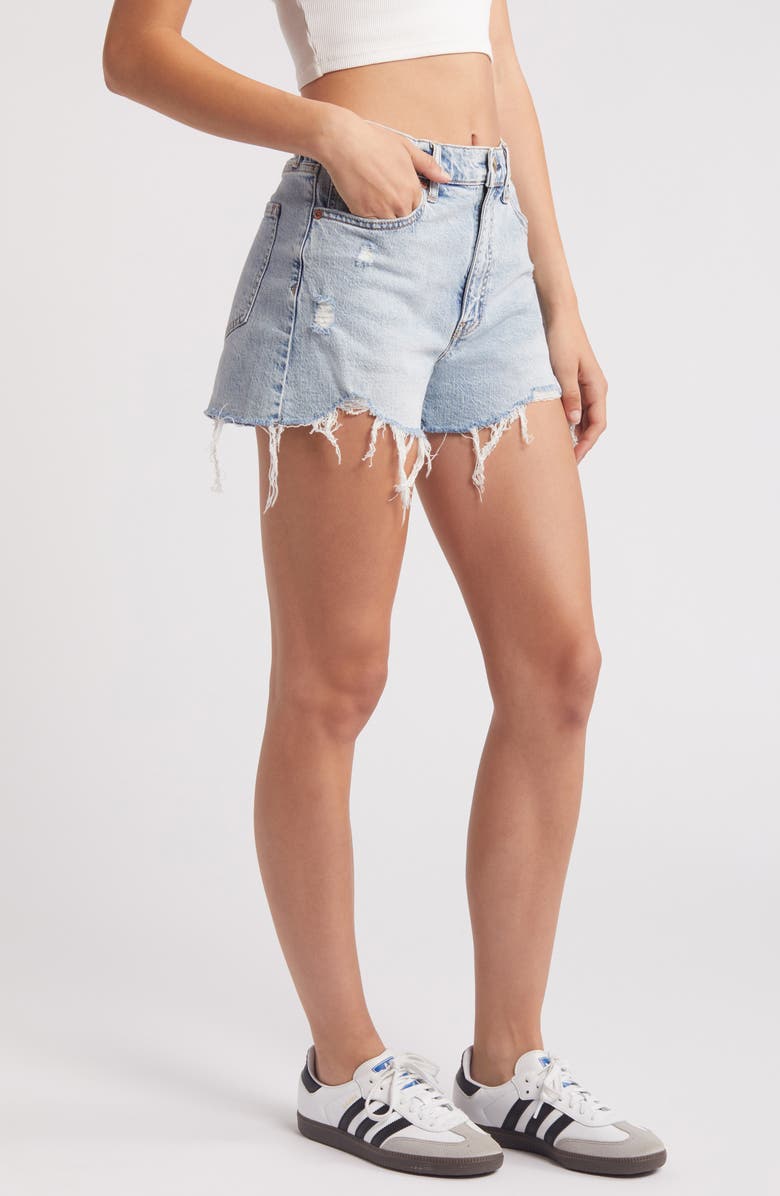 DAZE Troublemaker Distressed High Waist Denim Shorts, Alternate, color,