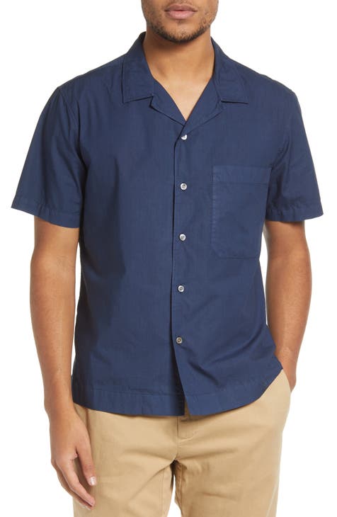 Cotton Short Sleeve Button-Up Camp Shirt