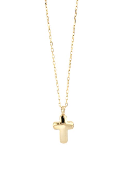 Kids/Girls Blessed Necklace: Gold Chain with Ivory Star-Shaped Cross 6-12 / Heart