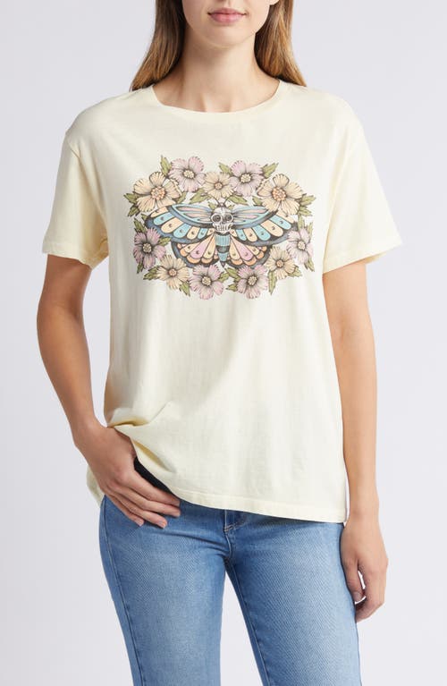 Lucky Brand Floral Skull Butterfly Cotton Graphic T-shirt In Vanilla Cu