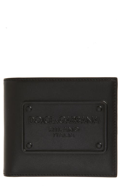 Dolce & Gabbana Logo Embossed Bifold Leather Wallet in Black