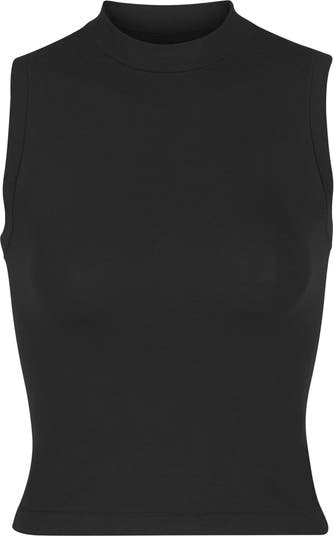 Skims cotton jersey mock neck tank color soot