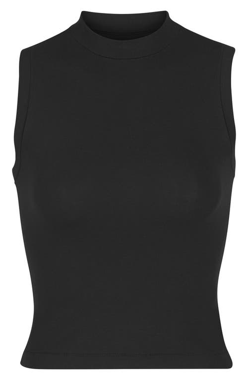 SKIMS Stretch Cotton Jersey Mock Neck Tank in Soot