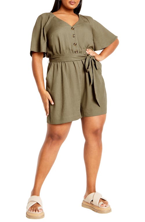 Shop City Chic Brielle Belted Romper In Olive