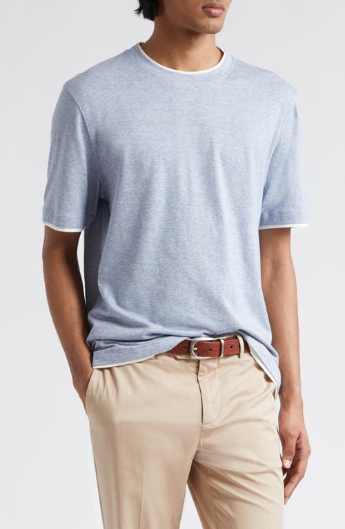 Brunello Cucinelli Linen & Cotton T-shirt In Blue