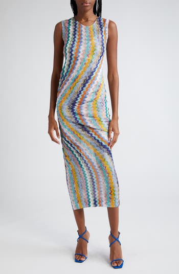 Zigzag Sleeveless Knit Midi Dress