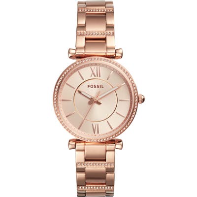 Fossil Carlie T-Bar Crystal Bracelet Watch, 35Mm