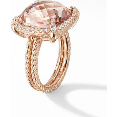 David Yurman Chatelaine Pave Bezel Ring In 18K Rose Gold With Morganite