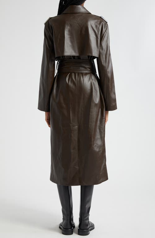 Shop Stine Goya Oversize Faux Leather Trench Coat In Chocolate