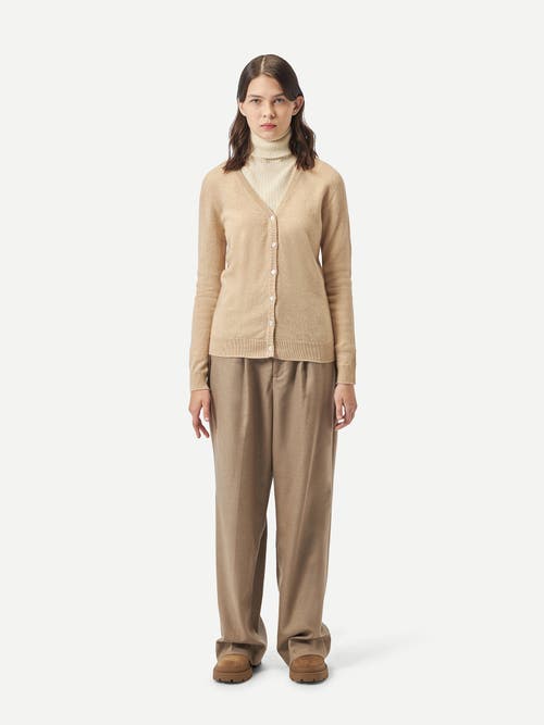 Shop Gobi Cashmere V-neck Cardigan In Beige