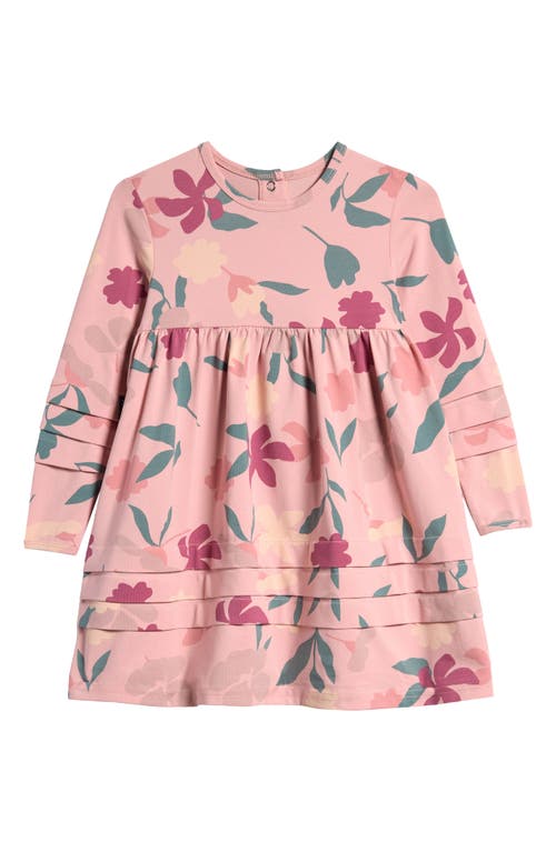 Shop Tiny Tribe Kids' Floral Long Sleeve Cotton Dress In Pink