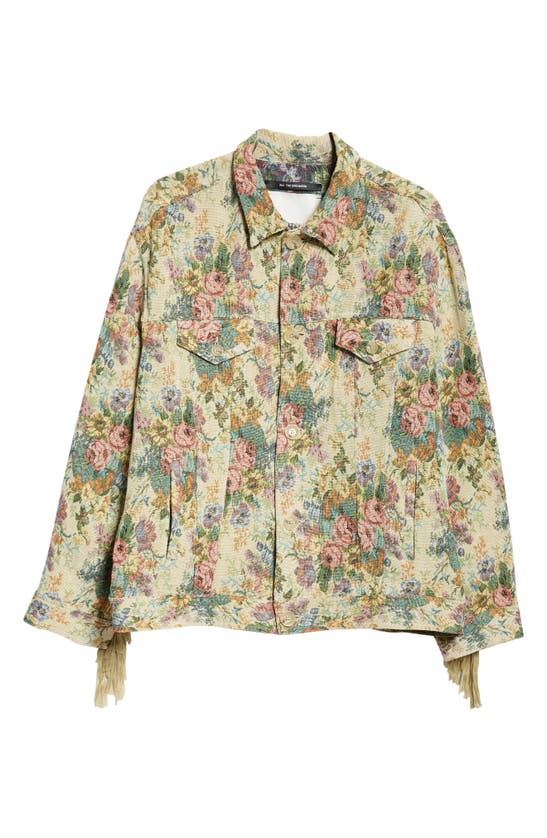 Shop Song For The Mute Floral Oversize Tapestry Worker Jacket In Yellow