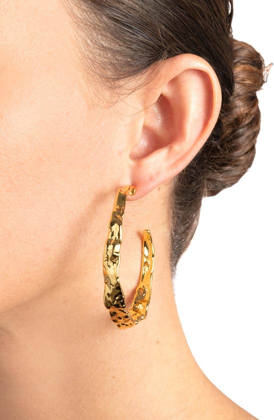 Shop Alexis Bittar Brut Textured Hoop Earrings In Gold