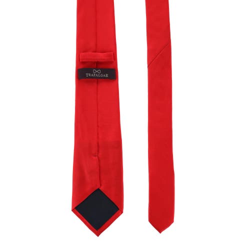 Shop Trafalgar Sutton Solid Color Silk Necktie In Red