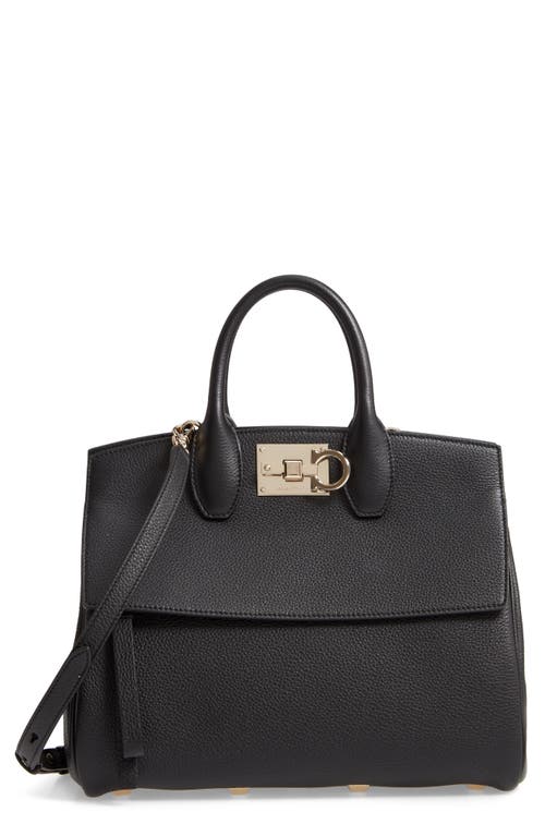 FERRAGAMO Small The Studio Leather Top Handle Bag in Nero at Nordstrom