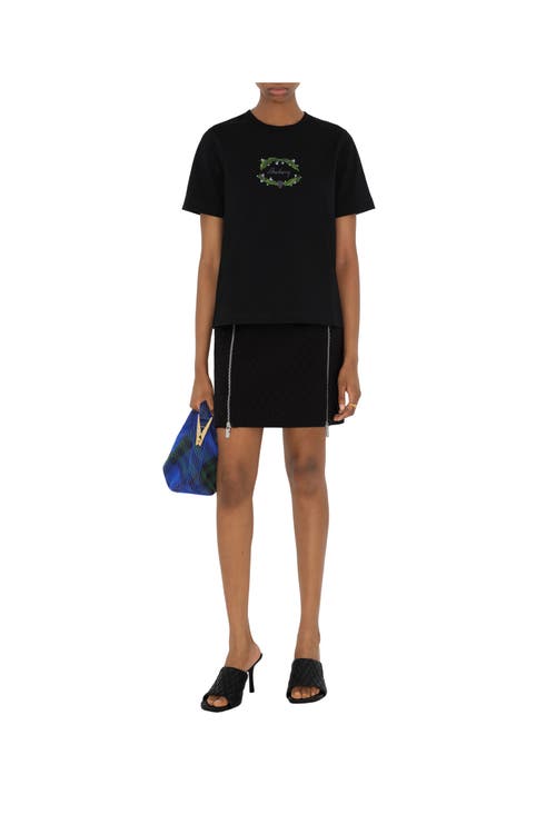 Burberry Logo-embroidered Cotton T-shirt In Coal