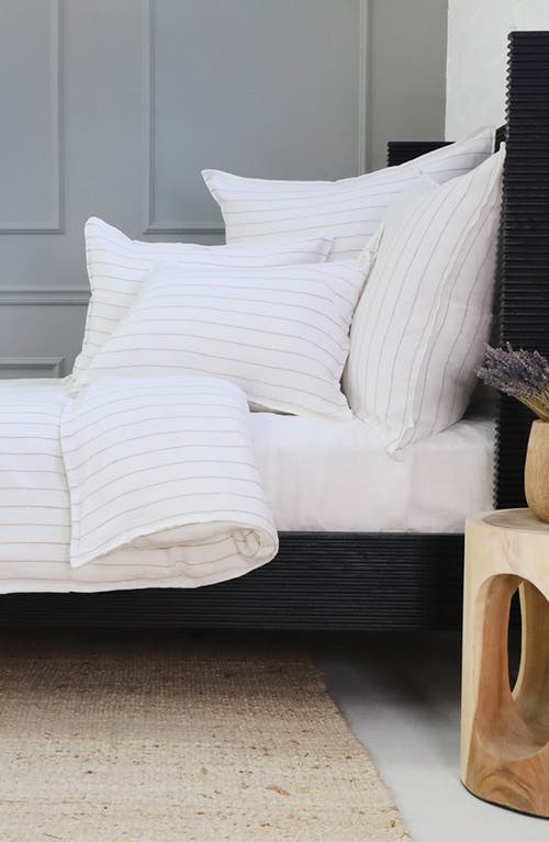 Pom Pom At Home Blake Big Linen Accent Pillow In White/ocean
