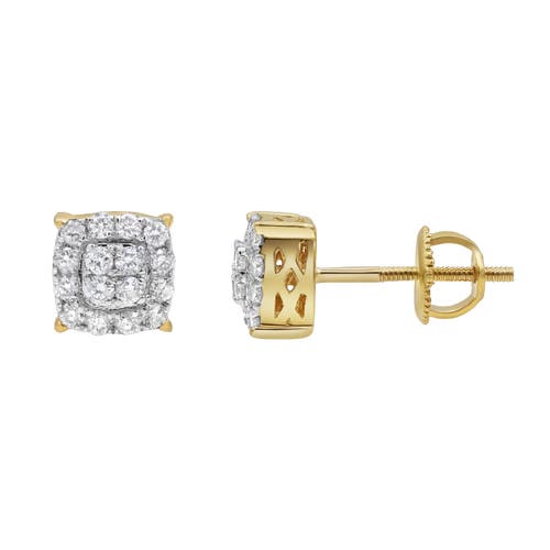 Luvmyjewelry Rounded Square 14k Yellow Gold Diamond Earrings In 14k Yellow Gold