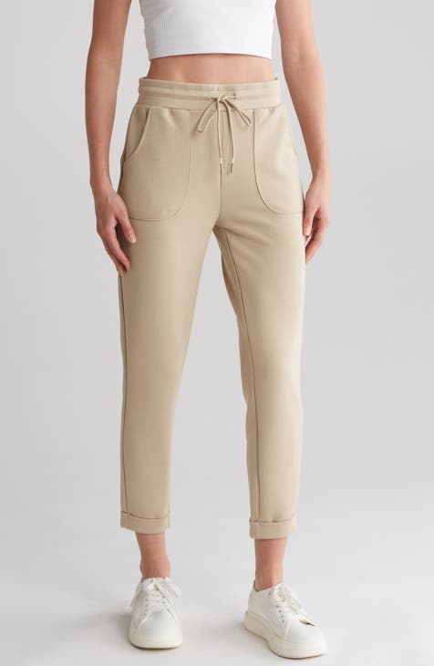 Cotton Blend Track Pants - Light beige - Ladies