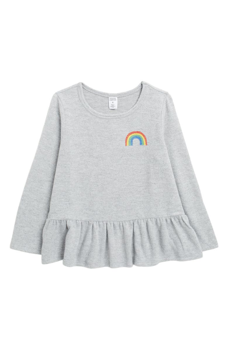 HARPER CANYON Cozy Play Top, Main, color, GREY LT HEATHER RAINBOW ICON