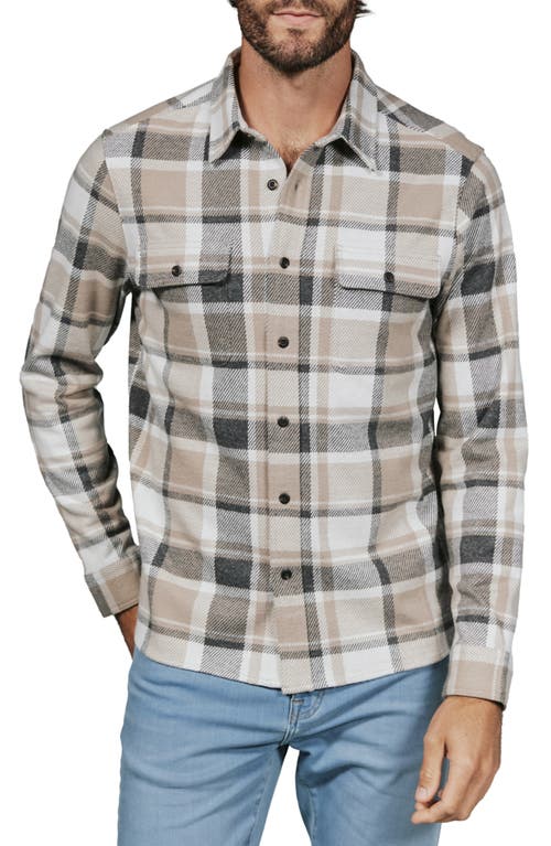 7 Diamonds Generation Plaid Stretch Flannel Button-up Overshirt In Tan