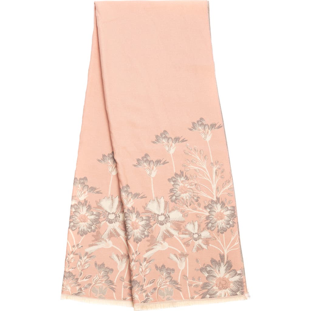 Saachi Floral Pattern Reversible Scarf In Pink/beige