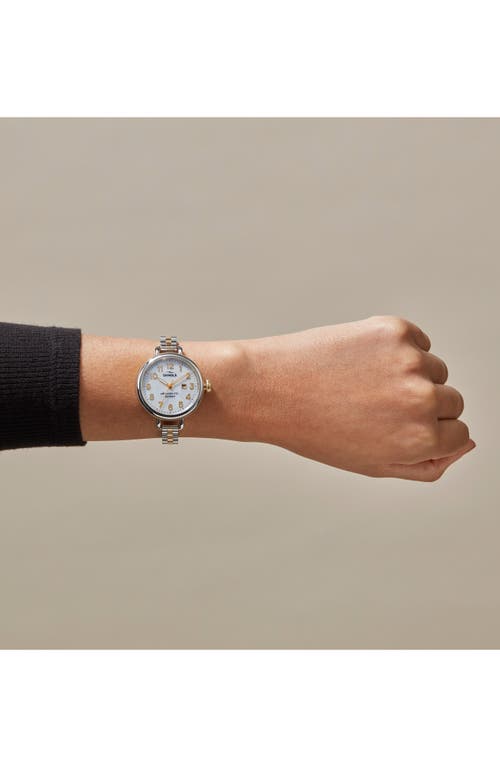 Shop Shinola 'the Birdy' Bracelet Watch, 34mm In Silver/bedrock Mop/gold