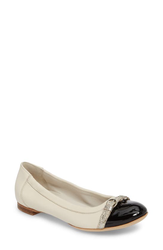 Shop Agl Attilio Giusti Leombruni Monika Cap Toe Ballet Flat In Chalk-gess-gold