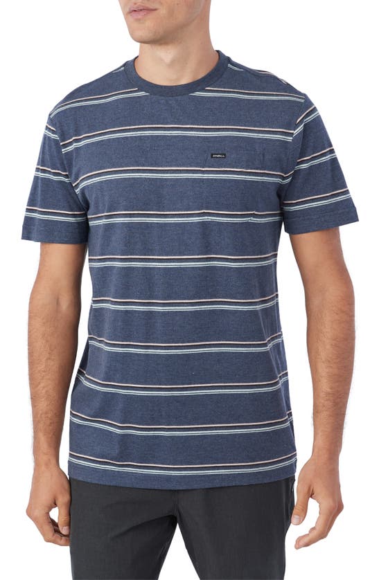 O'neill Smasher Stripe Cotton Pocket T-shirt In Navy