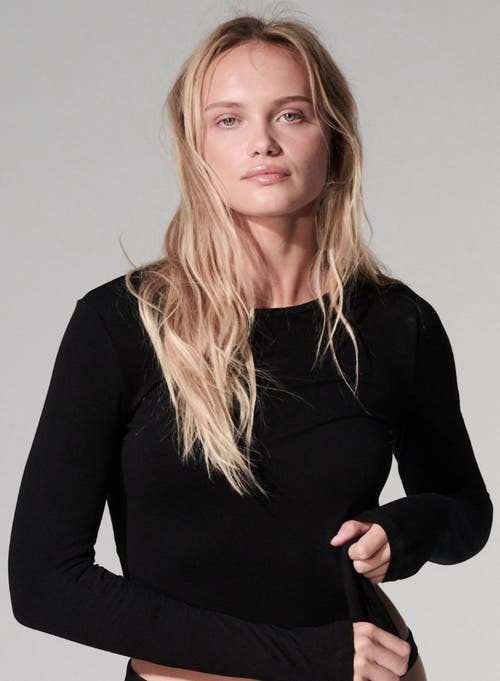MAJESTIC MAJESTIC FILATURES 100% MACHINE WASHABLE CASHMERE LONG SLEEVE CREWNECK T-SHIRT