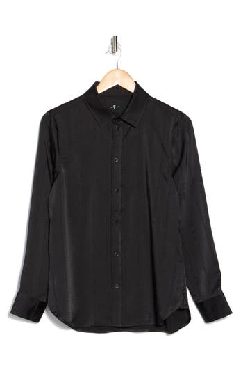 SEVEN 7 FOR ALL MANKIND HIGH SHINE RHINESTONE BUTTON-UP SHIRT 