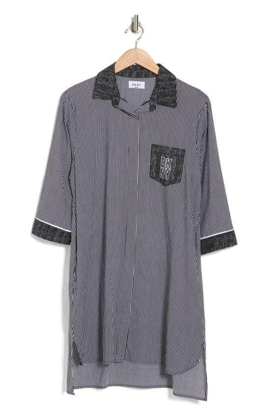 Shop Dkny Stripe Pocket Nightshirt In Black Stripe