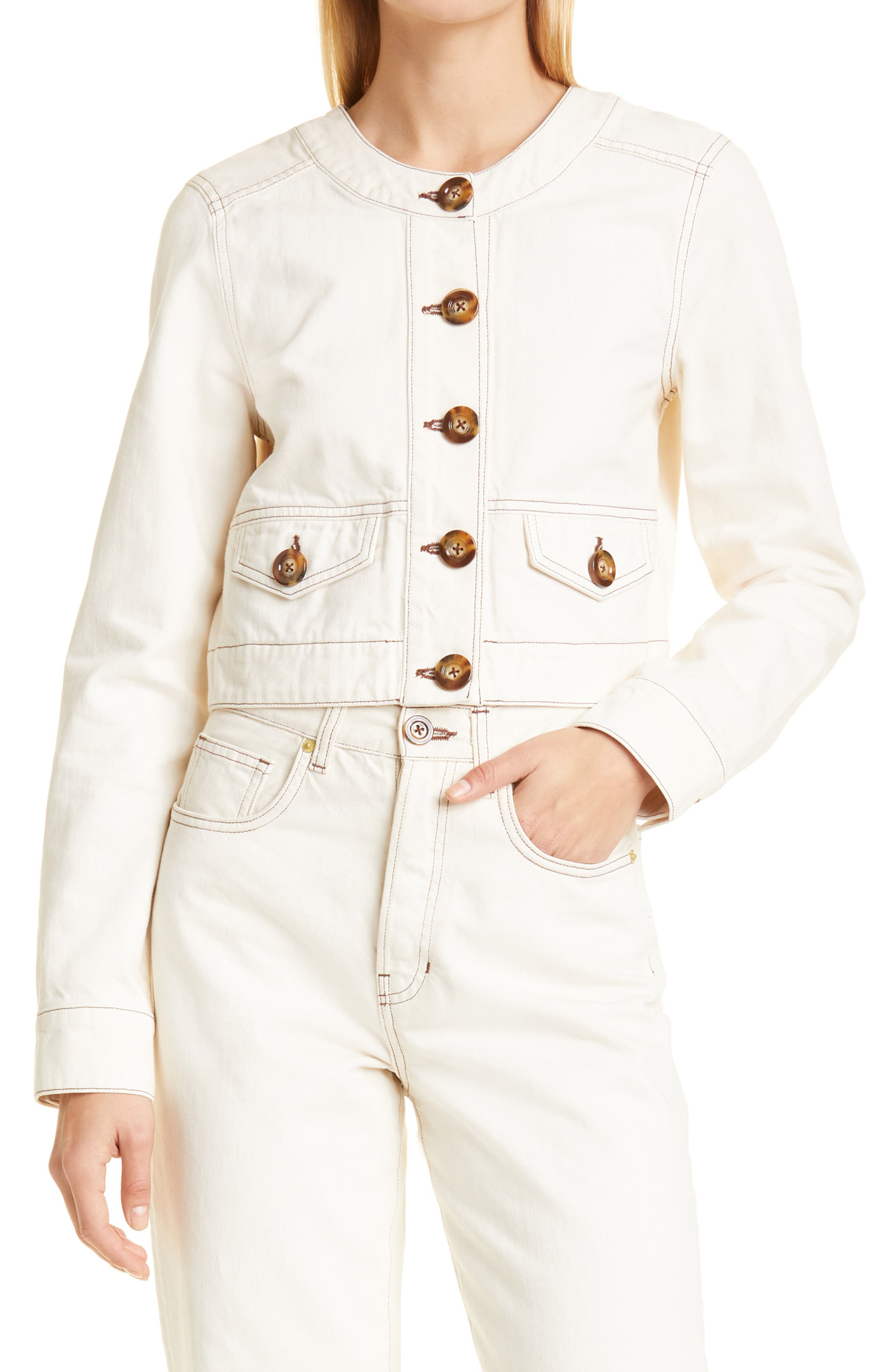 white collared jacket