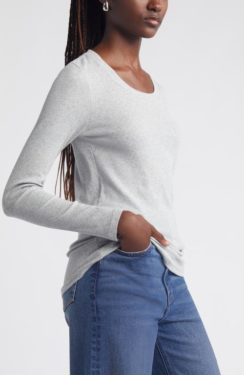 Shop Nordstrom Stretch Pima Cotton Long Sleeve T-shirt In Grey Heather