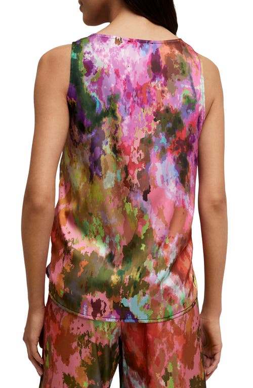 Shop Isaac Mizrahi New York Print Satin Tank In Holi - Multi