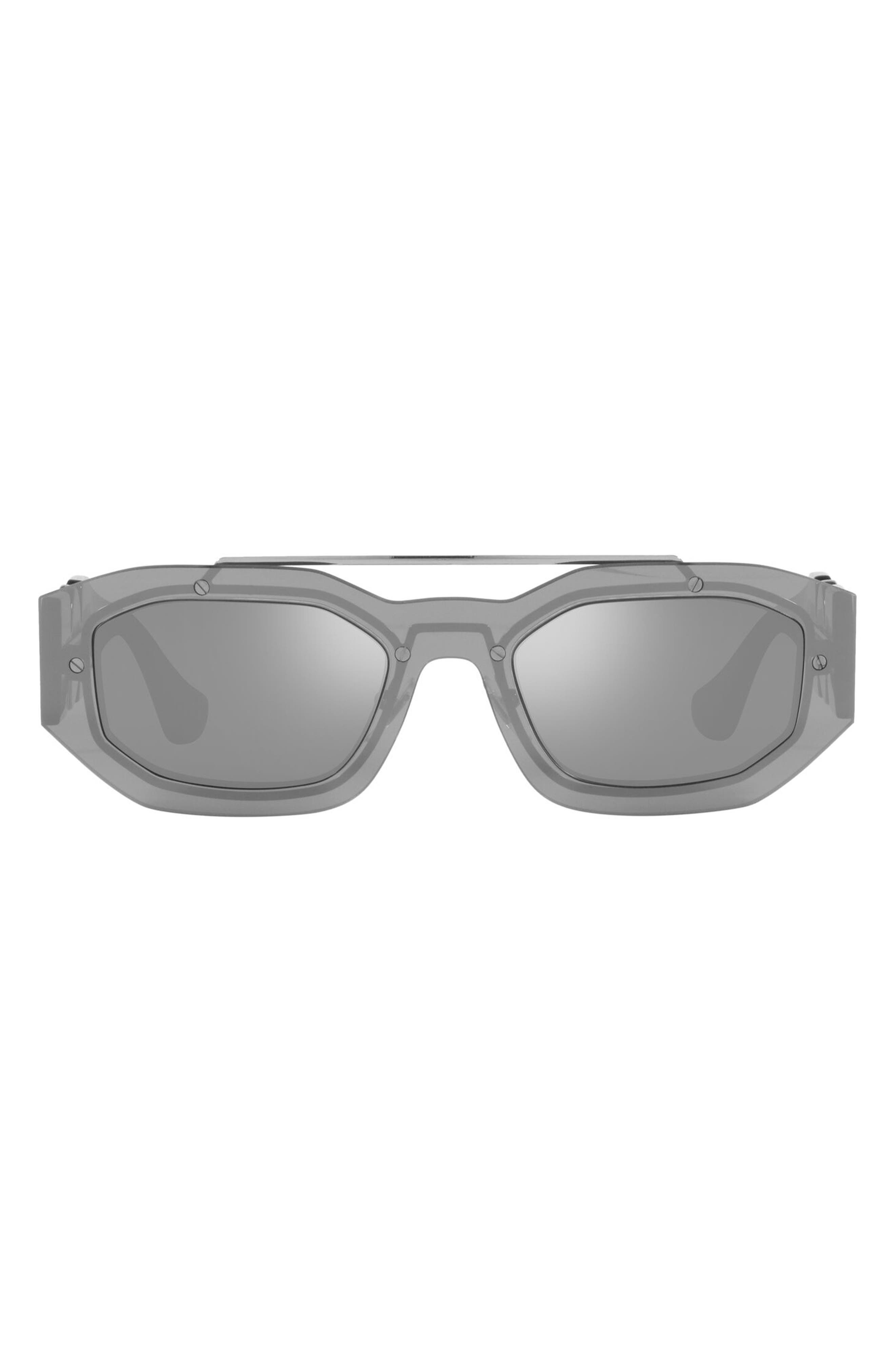 Versace 51mm Irregular Mirrored Sunglasses in Light Grey Mirror Silver at Nordstrom