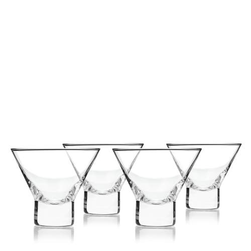 Viski Raye Crystal Heavy Base Martini Glasses Set Of 4 In Clear