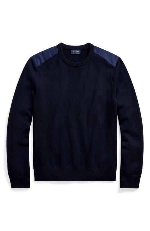 Shop Polo Ralph Lauren Merino Wool Crewneck Sweater In Piper Navy