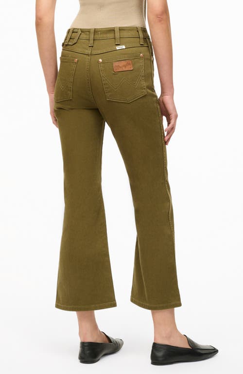 Shop Staud + Wrangler The Cropped Bootcut Jeans In Sergeant Green