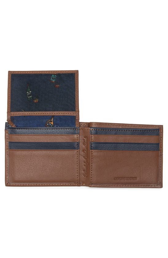 Shop Robert Graham Coupe Leather Passcase Wallet In Tan/ Navy