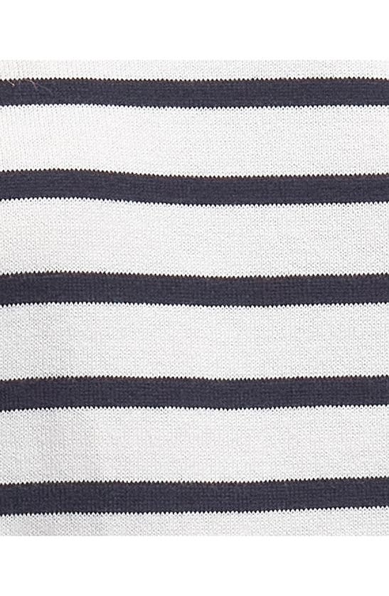 Barbour Ellewood Stripe Cotton Crewneck Sweater In Cloud/ Navy