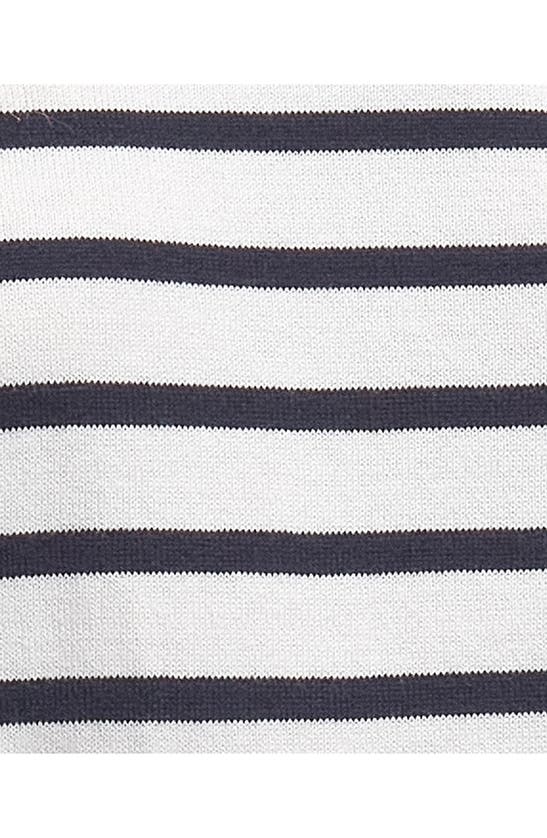 Shop Barbour Ellewood Stripe Cotton Crewneck Sweater In Cloud/ Navy