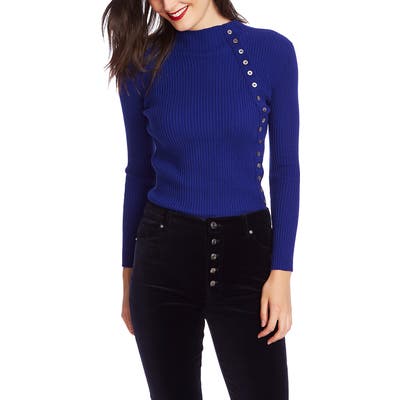 Court & Rowe Button Detail Ribbed Sweater, Blue
