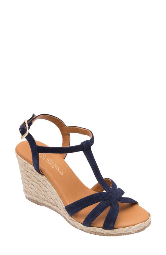 Andre Assous Madina Espadrille Wedge Sandal In Navy Suede