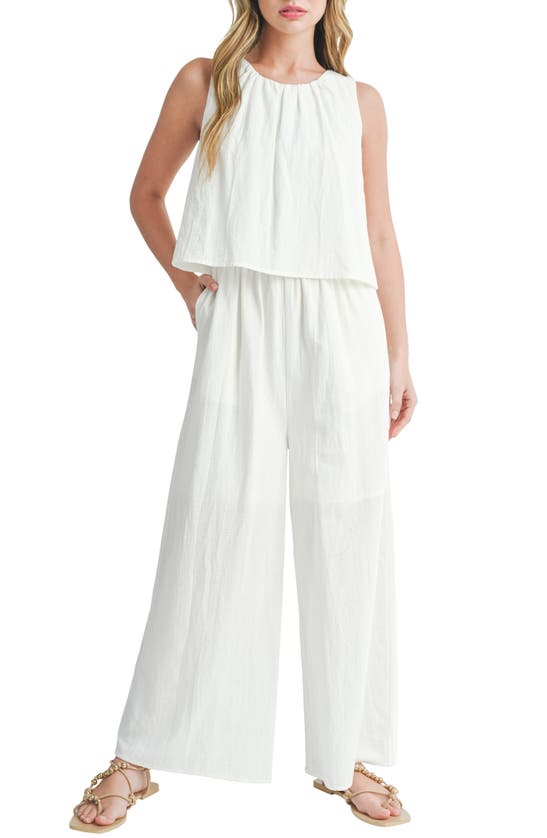 Mila Mae Popover Tank Wide Leg Jumpsuit In Off White