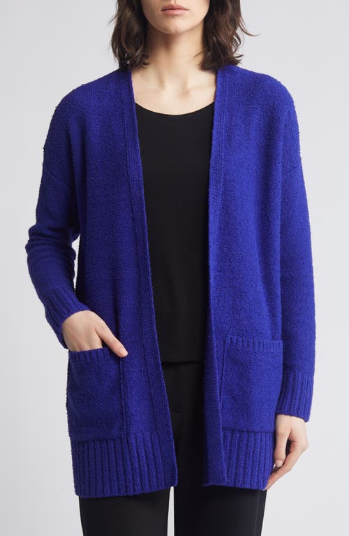 Shop Eileen Fisher Organic Cotton Bouclé Cardigan In Blue Violet