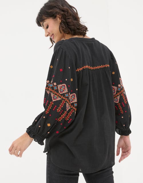 Shop Fatface Elana Embroidered Blouse In Black